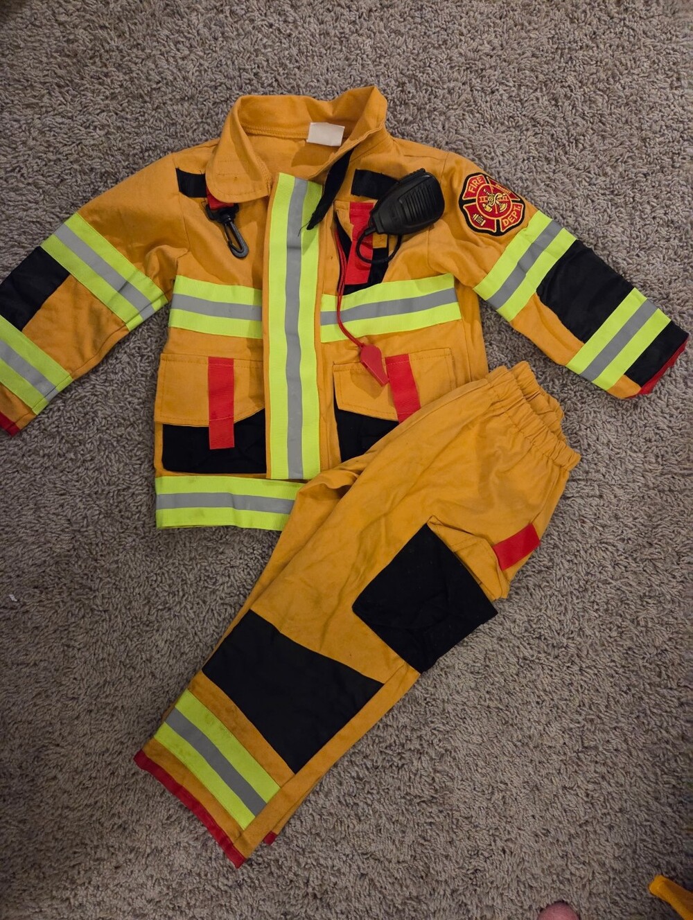 Kids Yellow Firefighter Costume with Reflective Stripes